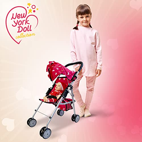 Deluxe Baby Doll Stroller with Crib Furniture Playset for 18" Dolls - Pink B688