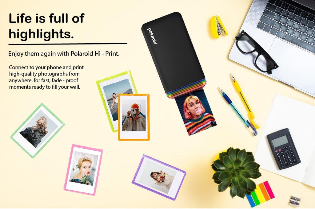 Polaroid Hi-Print 2nd Gen Bluetooth 2x3 Pocket Photo Printer - Black Bundle with Paper & USB-C Cable N661842