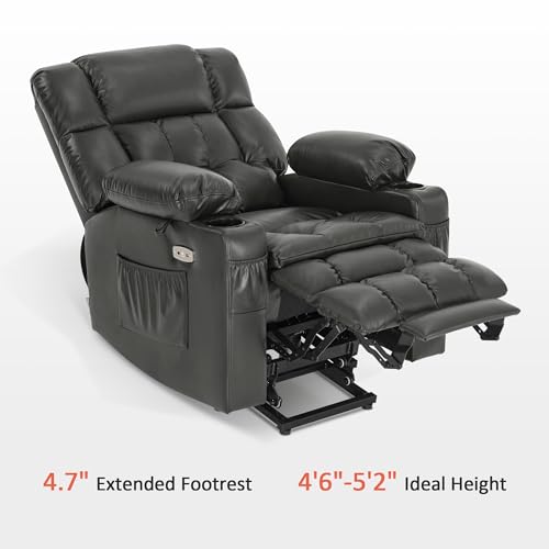 MCombo Dual Motor Power Lift Recliner Chair for Elderly with Heat and Massage, Black E570141