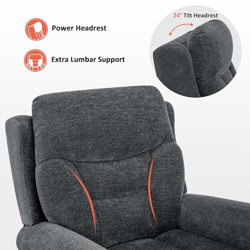 MCombo Triple Motor Power Lift Recliner Chair with Massage and Heating, Fabric, Coffee M573841