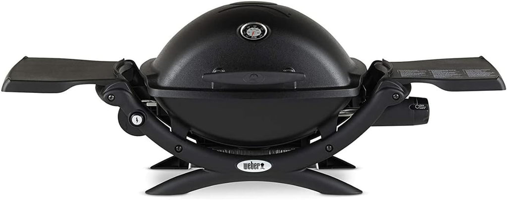 Weber Q 1200 Gas Grill with Portable Cart and Grill Cover Bundle B252182