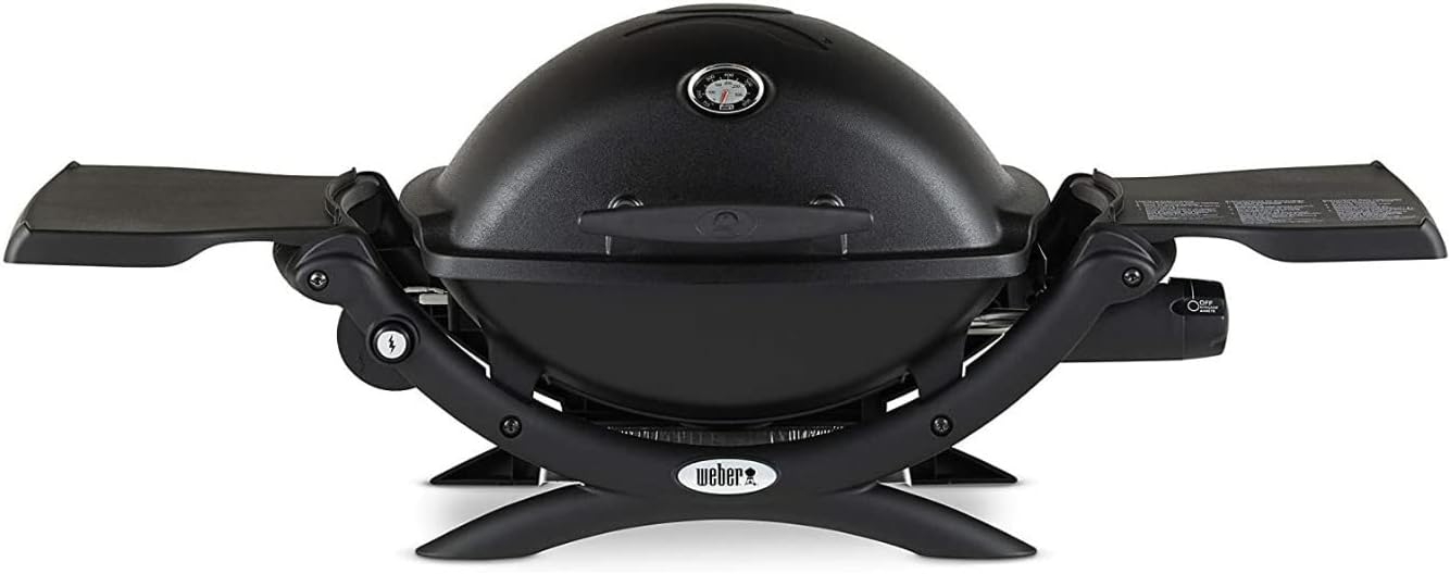 Weber Q1200 Liquid Propane Grill Bundle with Portable Cart and Cover I44430