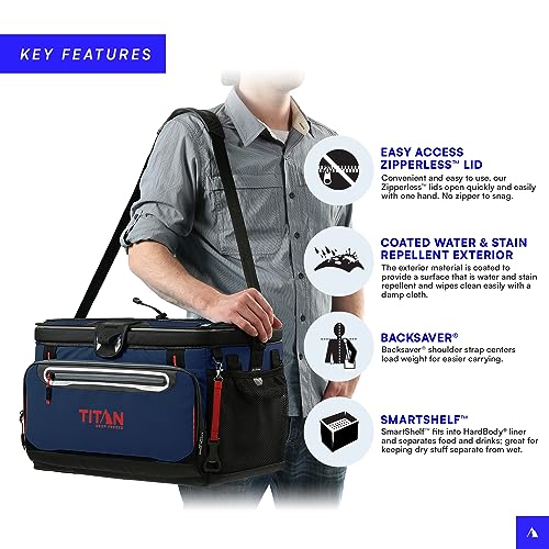 Titan Deep Freeze Cooler Zipperless Hardbody Cooler with SmartShelf U1570