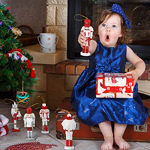 Jetec 10 Pcs Christmas Nutcracker Wooden Hanging Ornaments 5 Inch U816355