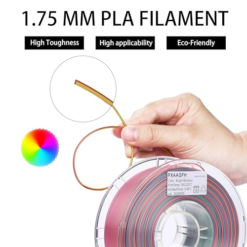 Rainbow 3D PLA Printer Filament 1.75mm Matte, 1kg P386477