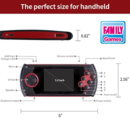 16 Bit Handheld Game Console for Kids with 230 HD Classic Retro Games K20118