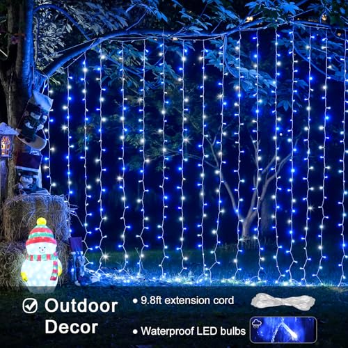 JMEXSUSS 300 LED Remote Control Christmas Curtain Lights, Warm White V64841