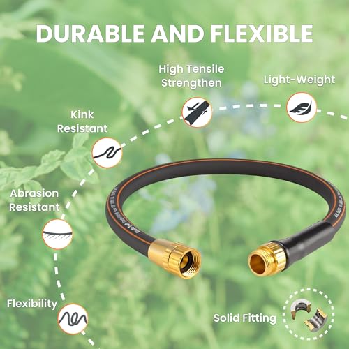Giraffe Tools Garden Hose 100ft x 5/8", Heavy Duty Flexible Hybrid Hose Q38065