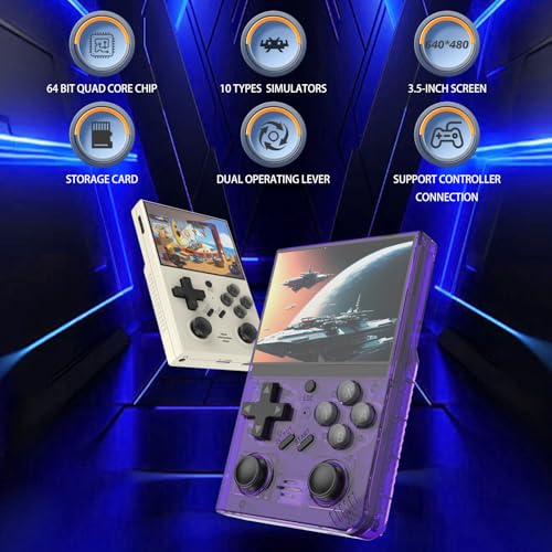 Ugonetend Retro Handheld Gaming Console with 64G Card, 3.5-inch IPS Screen, Black A492729