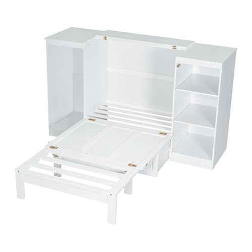 Ball & Cast Murphy Bed Queen Size Wall Chest with Charging Station and Storage Drawer, Gray J8503