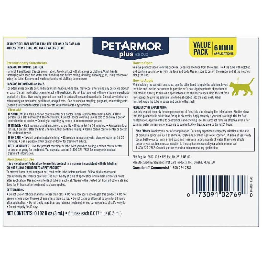 PetArmor Plus Flea and Tick Treatment for Cats C6680