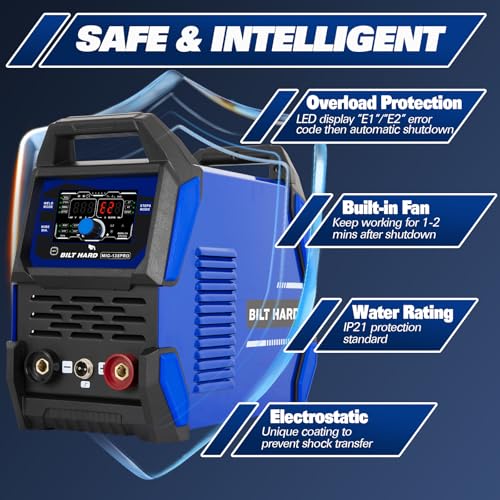BILT HARD 135A 3-in-1 IGBT Inverter Welder, 110V MIG/TIG/Stick with Full Kit H380