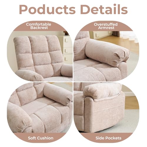 Oversized Power Lift Recliner Chair with Massage and Heat for Elderly, Beige R7985