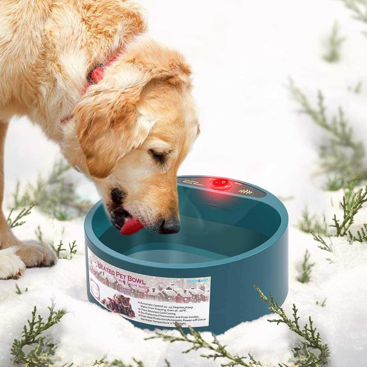 PETLESO Dog Heated Water Bowl Pet Water Heating Bowl for Cats Dogs Chicken Birds Outdoor Winter Dog Bowl - Pet Supplies online store