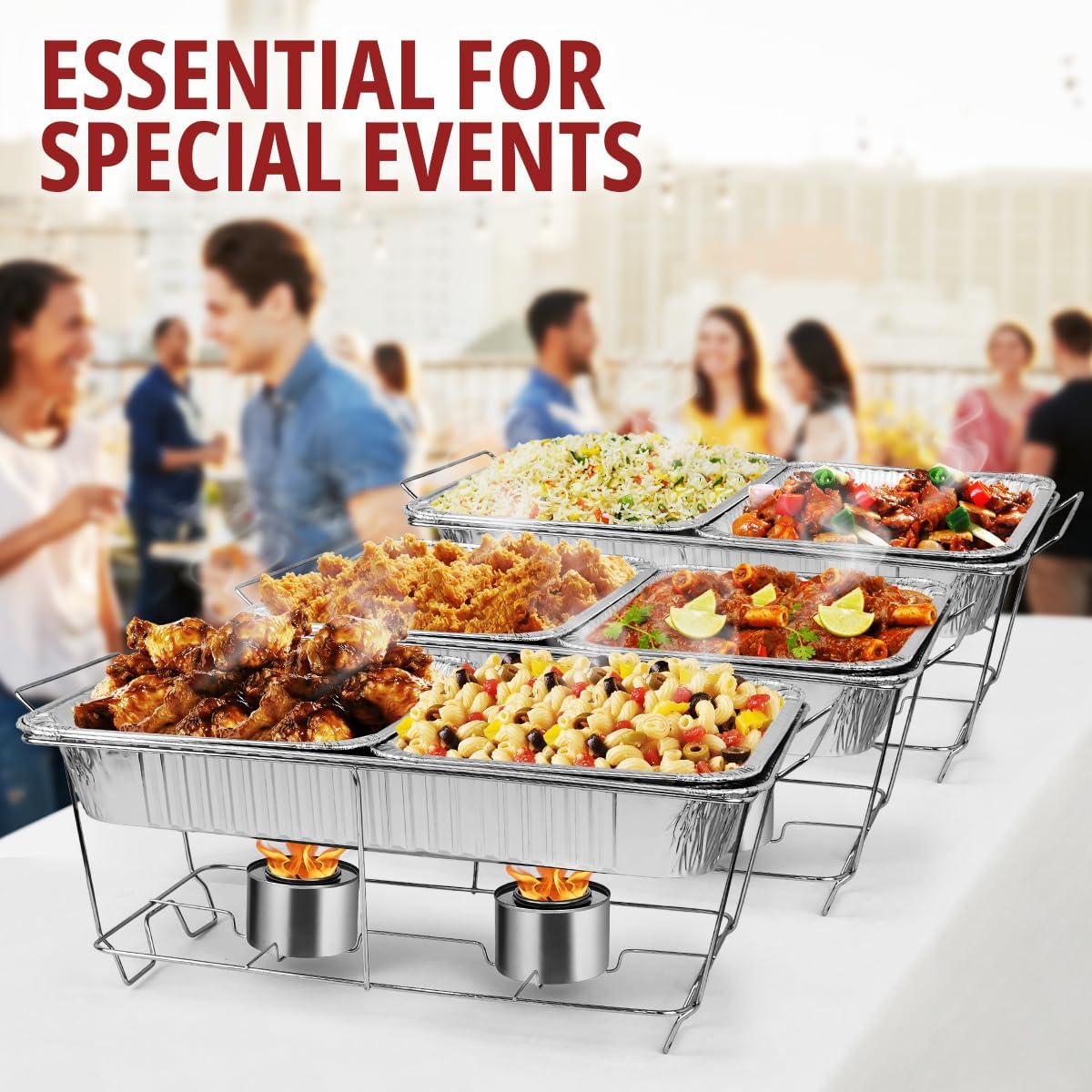 Disposable Chafing Dish Buffet Set, 33 Piece with Food Warmers and Fuel Cans L141