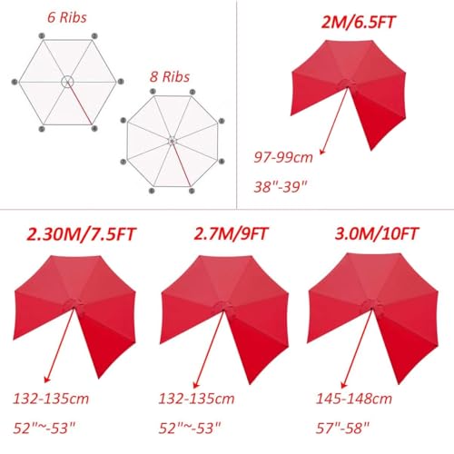 Outdoor Umbrella Replacement Canopy 6.5FT 7.5FT 9FT 10FT L303