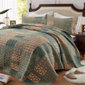 LEAONME Quilt Set - Full/Queen Size Floral Paisley Olive Green Bedding Set with 2 Pillow Shams