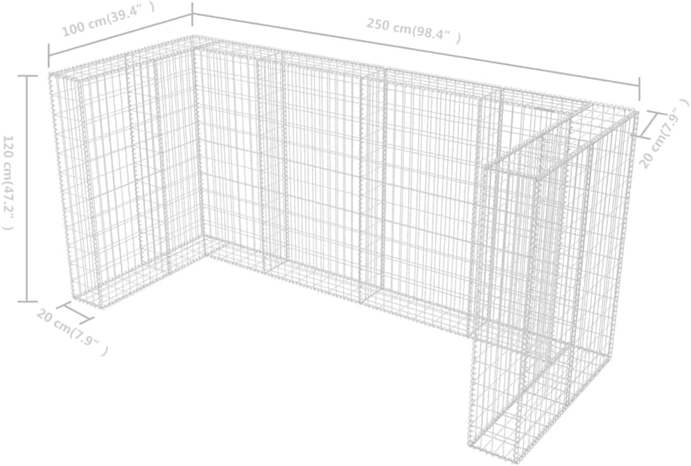 vidaXL Garbage Can Storage, Steel, Outdoor Double Wheelie Bin Enclosure L810136