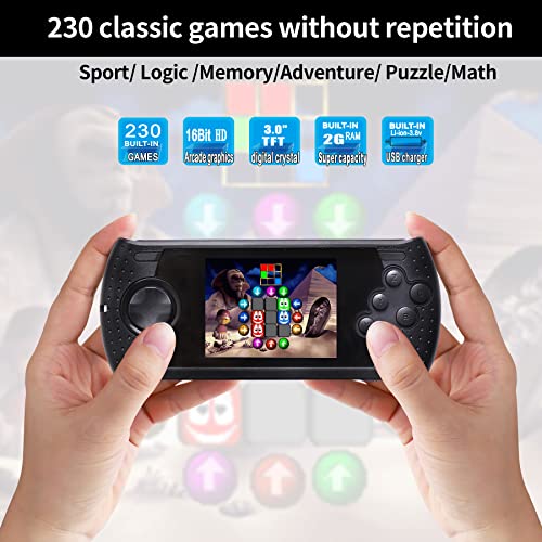 16 Bit Handheld Game Console for Kids with 230 HD Classic Retro Games K20118