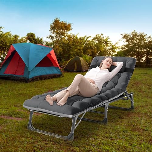 DoCred Folding Camping Cot with Mattress, 2 Pack, Heavy Duty for Adults, Portable with Carry Bag C814529