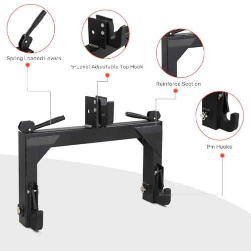 3 Point Quick Hitch for Category 1 & 2 Tractors, 3000 LB Lifting Capacity, Black C823394