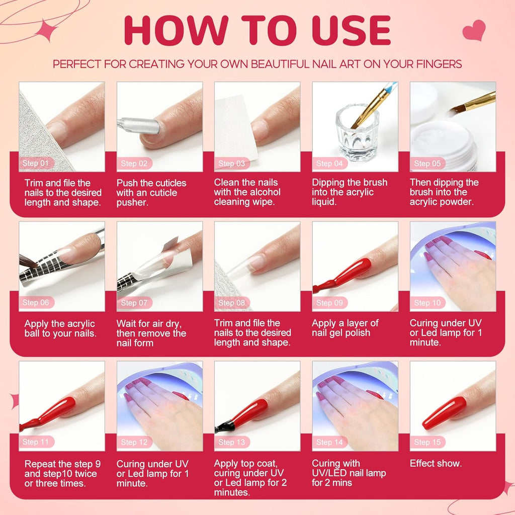 Acrylic Nail Kit with Drill and Nail Lamp for Beginners N2125