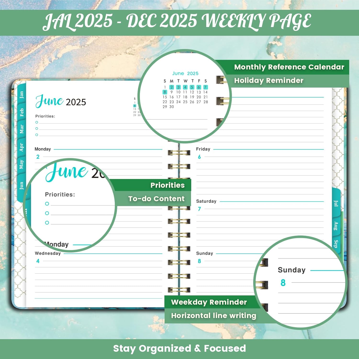 2025 Weekly & Monthly Planner, Hardcover, 6.4" x 8.5" B5937