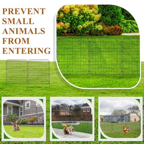 Decorative Metal Dog Fence for Yard, 36in H x 25ft L, Rustproof No Dig Y369