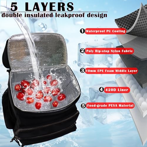 Double Deck Cooler Backpack Leak Proof Insulated for Camping C5716
