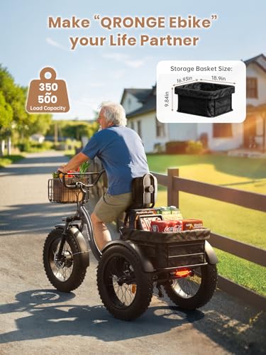 Electric Trike for Adults 960W Peak 36V 15AH Battery 20" Fat Tire with Rear Basket V89083