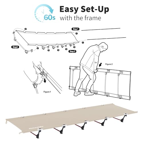 Naturehike GreenWild Ultralight Folding Camping Cot, Portable Bed for Adults, Black E2550