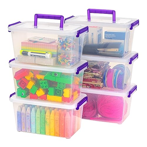 IRIS USA 5 Qt Plastic Storage Bins with Lids, 6 Pack, Stackable, Clear N3948