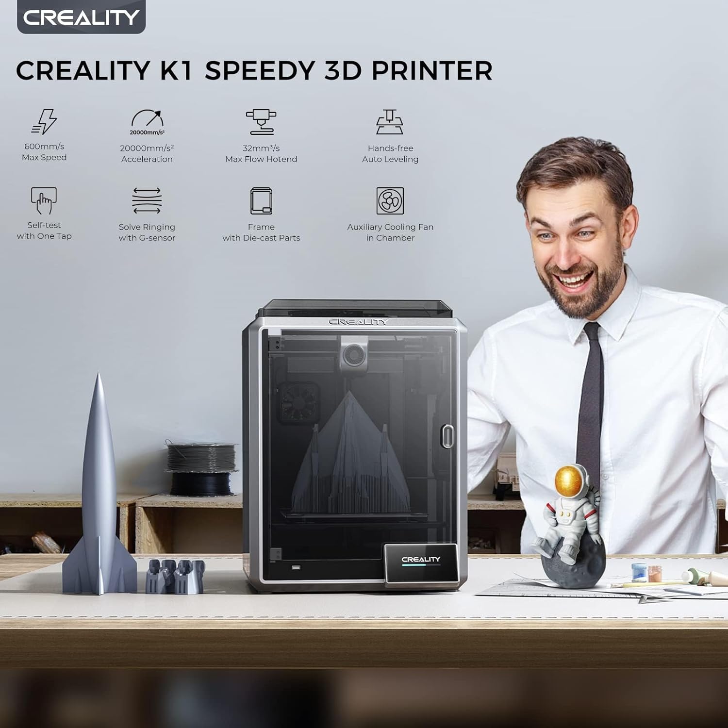 Creality K1 3D Printer 600mm/s High-Speed Printing D241521