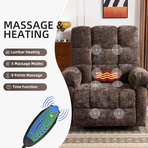 Oversized Power Lift Recliner Chair with Massage and Heat for Elderly, Beige R7985