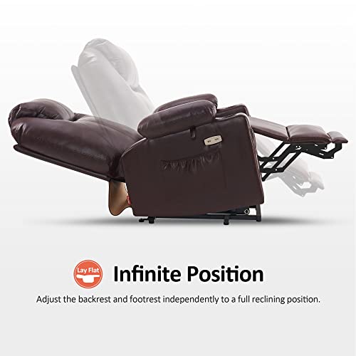 MCombo Dual Motor Power Lift Recliner Chair for Elderly with Heat and Massage, Faux Leather, Black R7957