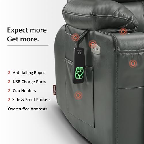 MCombo Dual Motor Power Lift Recliner Chair for Elderly with Heat and Massage, Black E570141