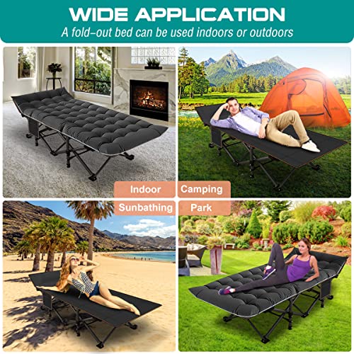 DoCred Folding Camping Cot with Mattress, 2 Pack, Heavy Duty for Adults, Portable with Carry Bag C814529