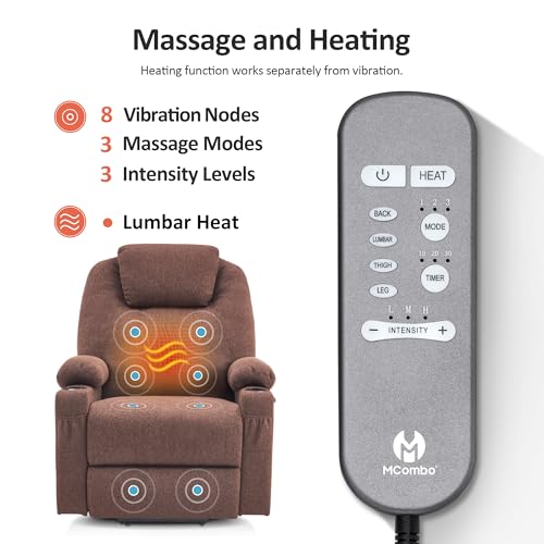 MCombo Small Power Lift Recliner Chair for Elderly with Heat and Massage, USB & Type C Ports J262