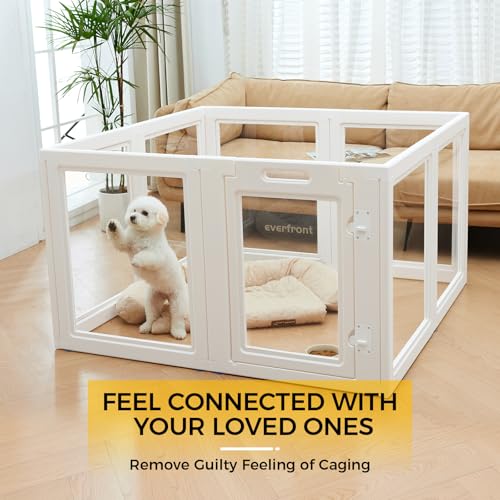 Clear Acrylic Dog Playpen for Small & Medium Pets, 30.3" Height, 10 Panels E1222