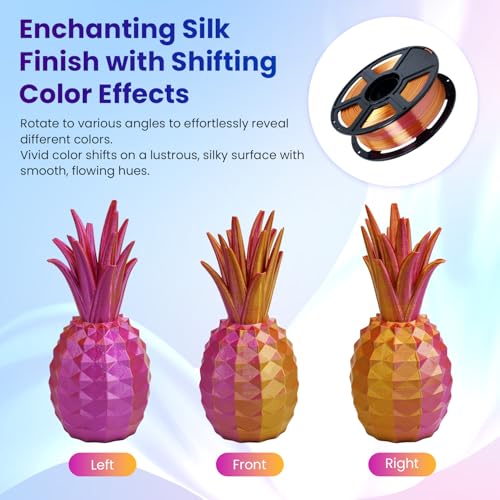 FLASHFORGE Silk PLA 3D Printer Filament 1.75mm 1KG, Multicolored Gradient V83097