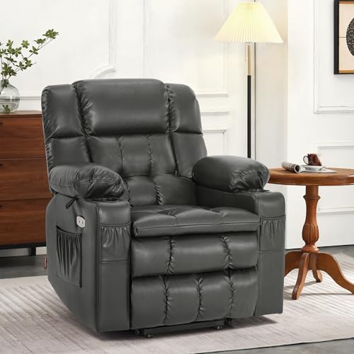 MCombo Dual Motor Power Lift Recliner Chair for Elderly with Heat and Massage, Black E570141