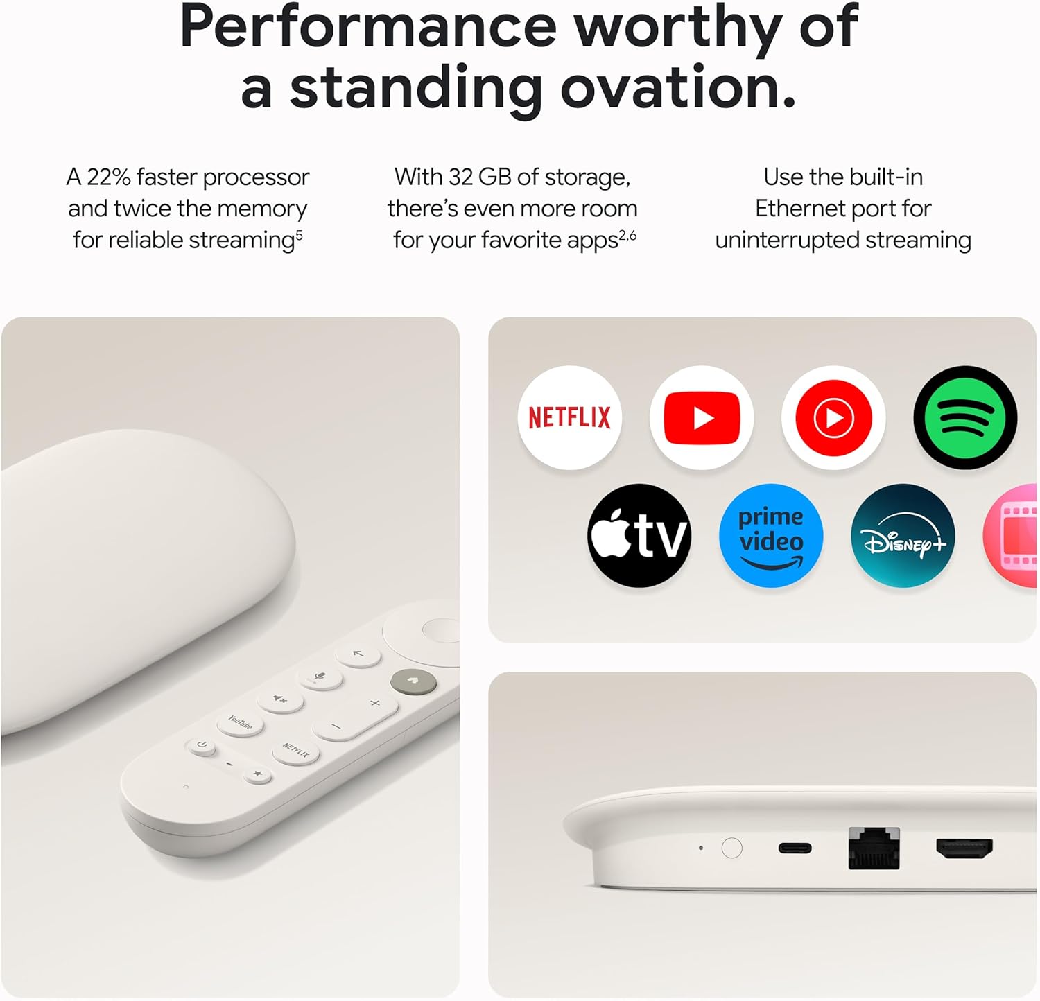 Google TV Streamer 4K with Voice Search Remote, 32 GB Storage, Porcelain V452