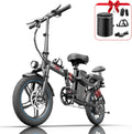 Electric Bikes for Adults,16" Tire Full Suspension Ebike with 500W Peak Brushless Motor & 48V 15AH Large Capacity Removable Battery,City Road Commuter Foldable Electric Bike with 2 Seater