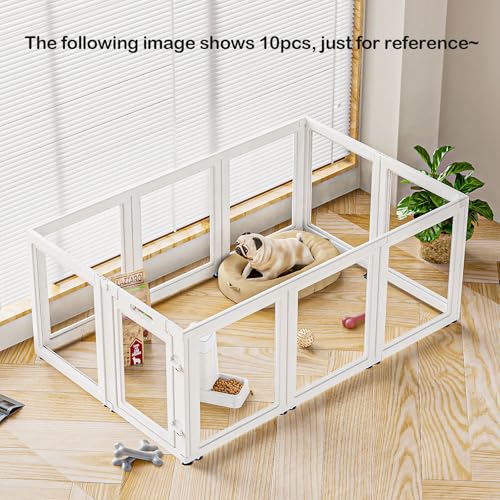 Transparent Dog Playpen with Wall Anchor, 23.6" H, 10 Panels, White N19944