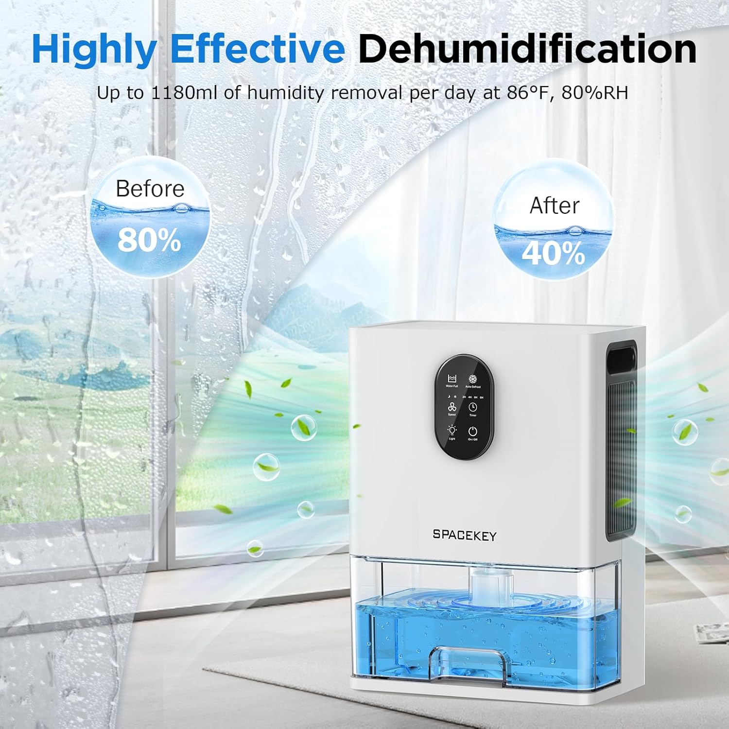 Dehumidifier for Home, 106 OZ, 850 Sq.ft, Quiet with LED Light M247411
