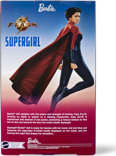 Barbie Supergirl Collectible Fashion Doll with Cape and Display Stand Y593