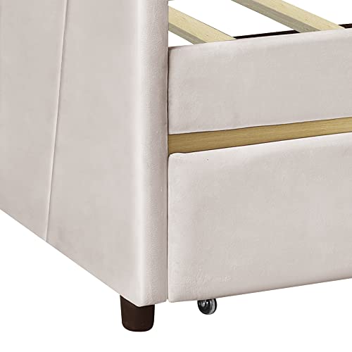 Harper & Bright Designs Twin Size Upholstered Daybed with Storage Drawers, Beige X53773