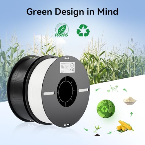 Creality 2kg Black & White PLA 1.75mm Filament Bundle for 3D Printing L6778