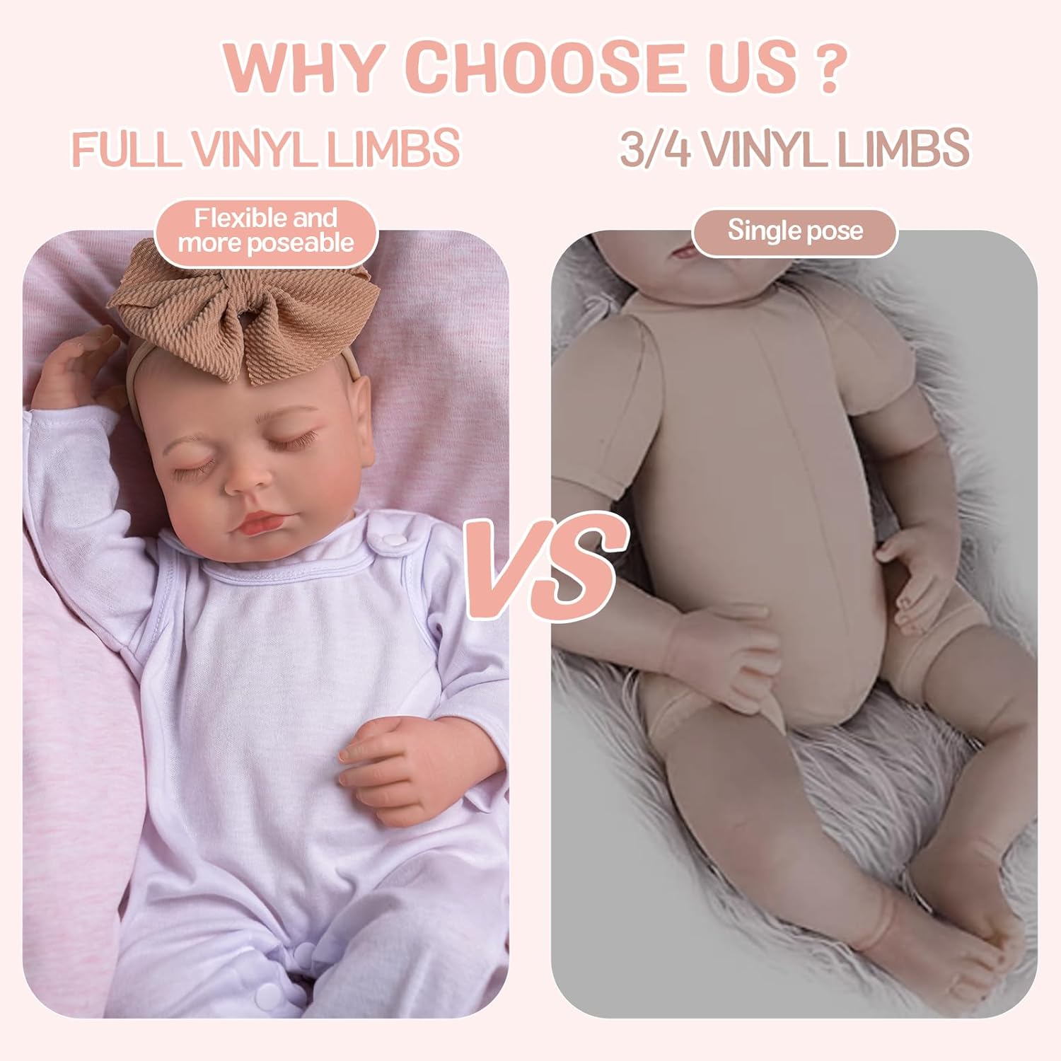 JIZHI Lifelike Reborn Baby Doll 20in Soft Body Sleeping Girl with Feeding Kit R41364