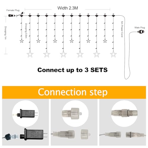 12 Stars 138 LED Star String Lights with Timer, Warm White O865